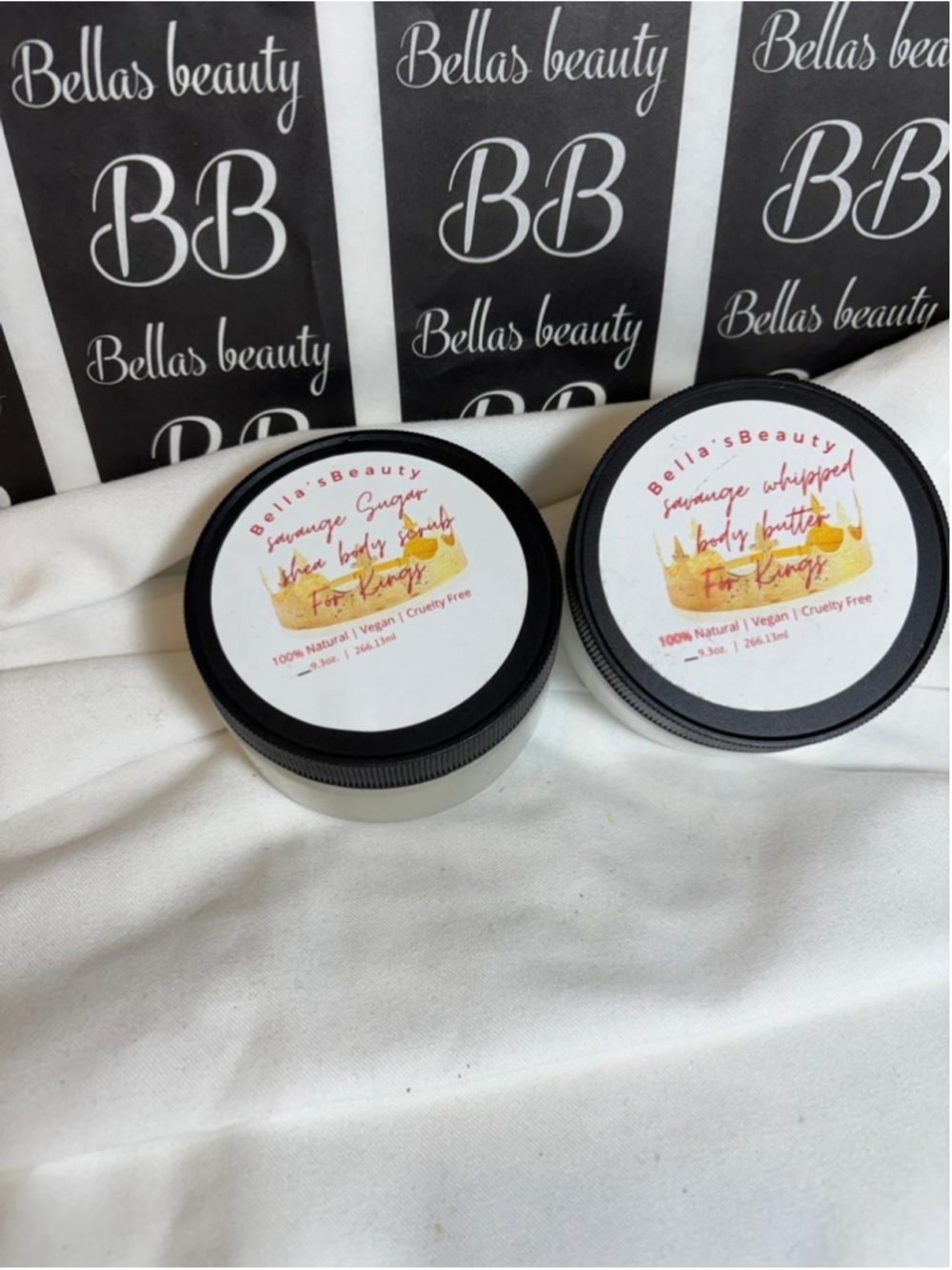 Men's Savage Sugar Body Scrub & Whipped Body Butter Set Vegan B Beauty #V55P x2